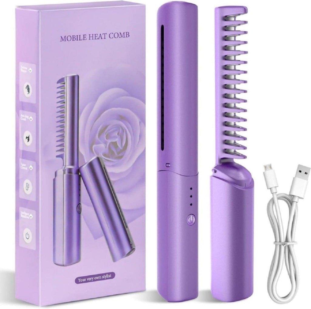 Portable Mini Hair Straightener Cordless Rechargeable Comb - gearot