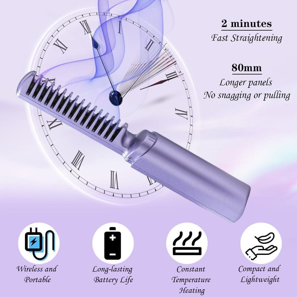 Portable Mini Hair Straightener Cordless Rechargeable Comb - gearot